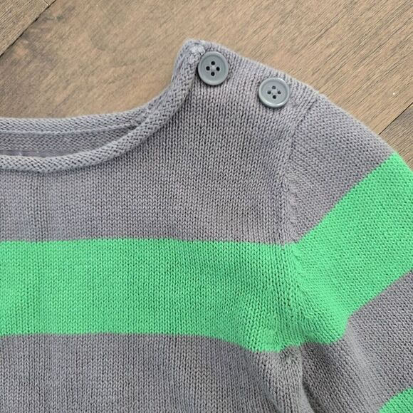 STELLA McCARTNEY GAP Boy's sweater Green Gray Stripes Linen Cotton Sz Small 5 - Picture 3 of 6